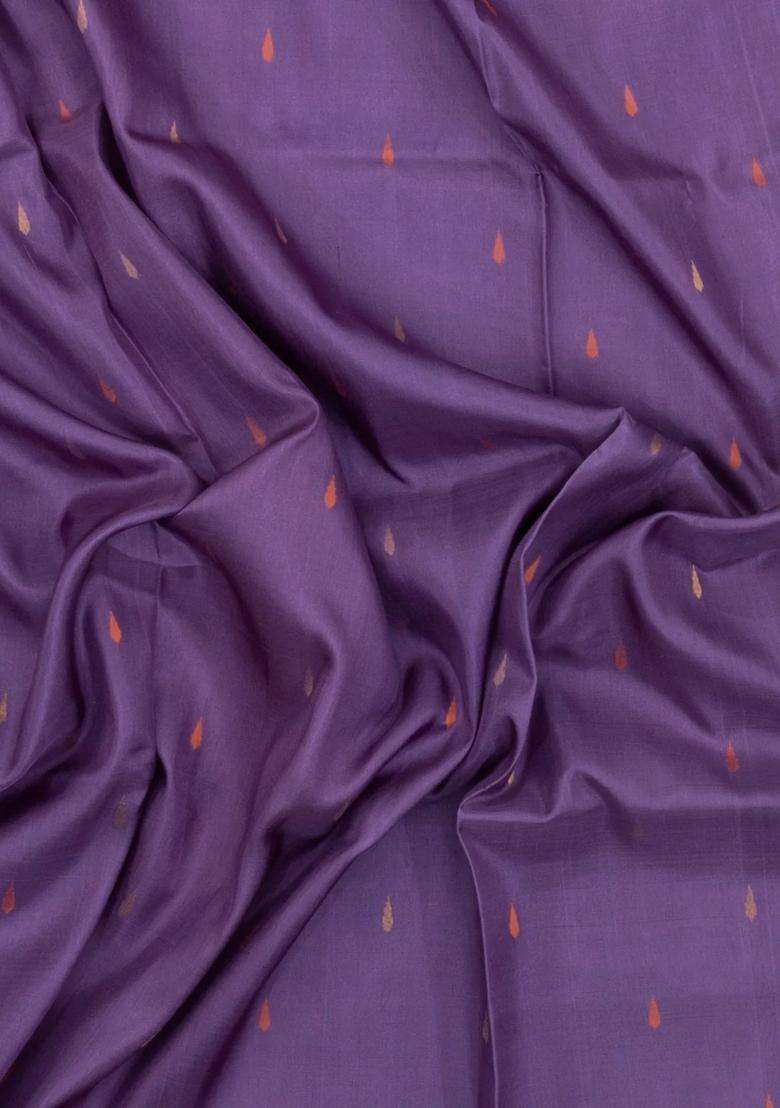 Lilac Handloom Uppada Silk Saree With Meena Buttas With Buttas And Brocade Design For Women - Indya