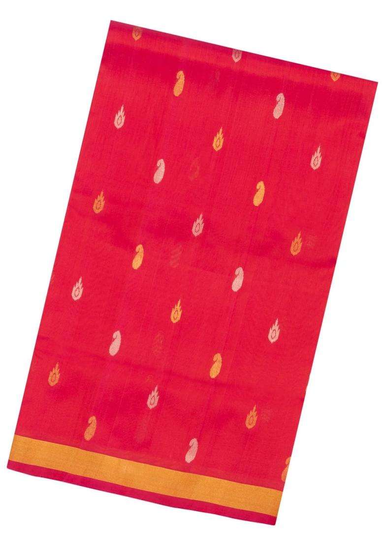Red Handloom Uppada Silk Saree With Meena Buttas With Buttas And Brocade Design For Women - Indya