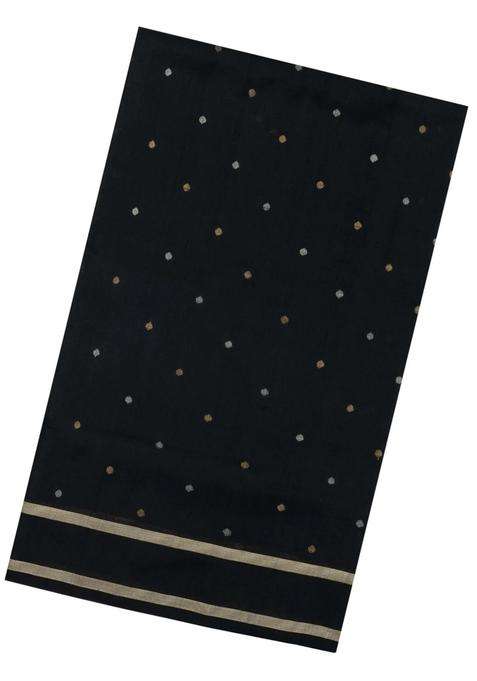 Black Handloom Uppada Silk Saree With Coin Buttas With Buttas And Brocade Design For Women