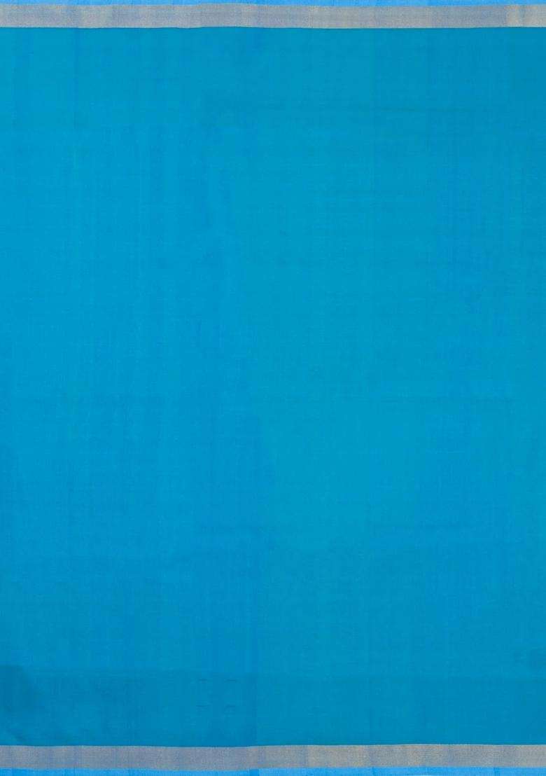 Cyan Handloom Uppada Silk Saree With Meena Buttas With Buttas And Brocade Design For Women - Indya