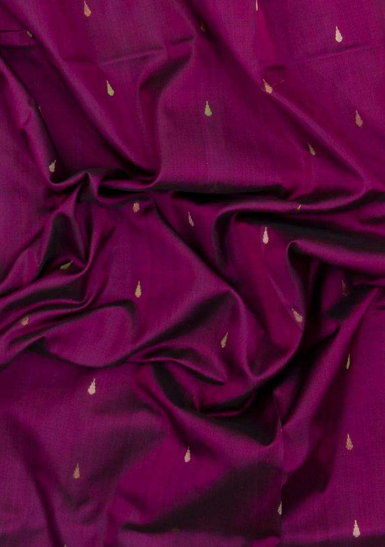 Magenta Handloom Uppada Silk Saree With Meena Floral Motifs With Buttas And Brocade Design For Women - Indya