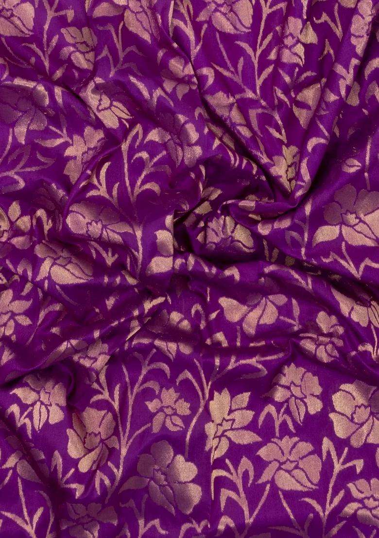 Purple Handloom Uppada Silk Saree With Floral Zari Motifs With Buttas And Brocade Design For Women - Indya