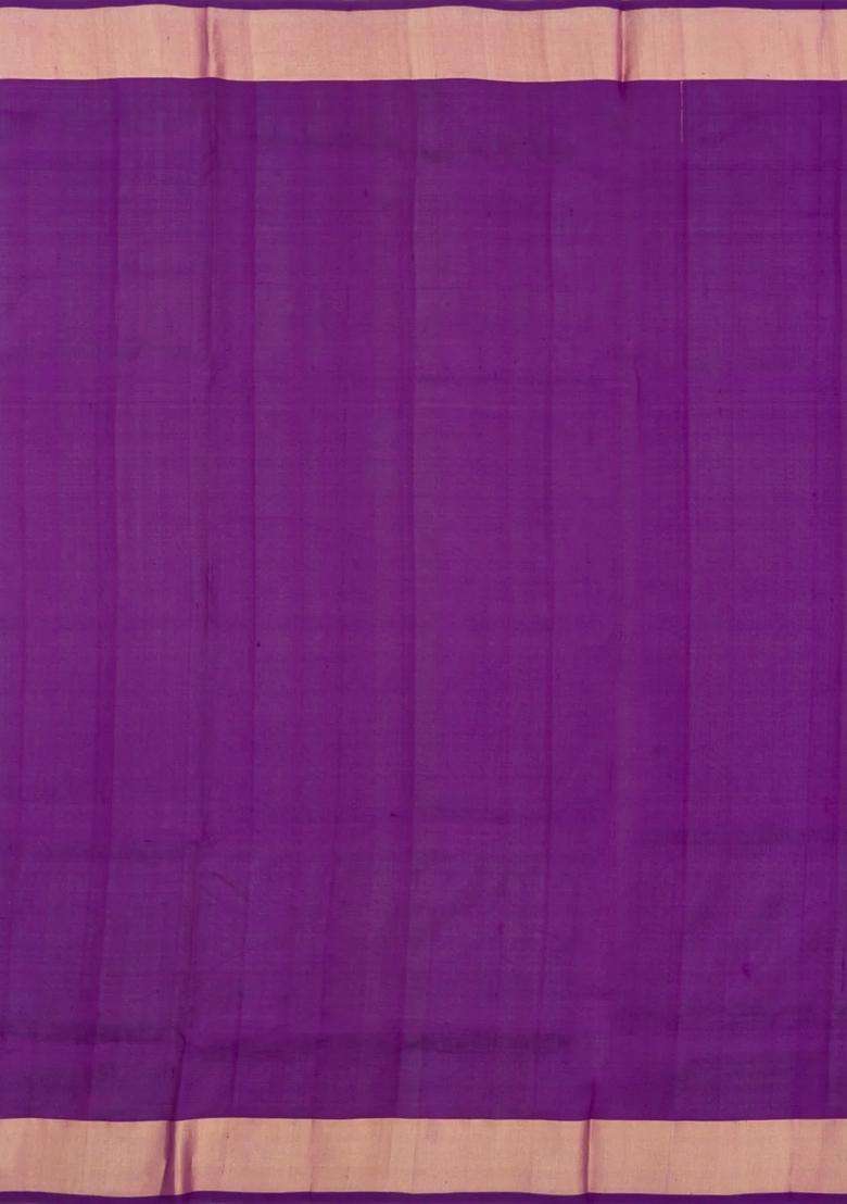 Purple Handloom Uppada Silk Saree With Floral Zari Motifs With Buttas And Brocade Design For Women - Indya