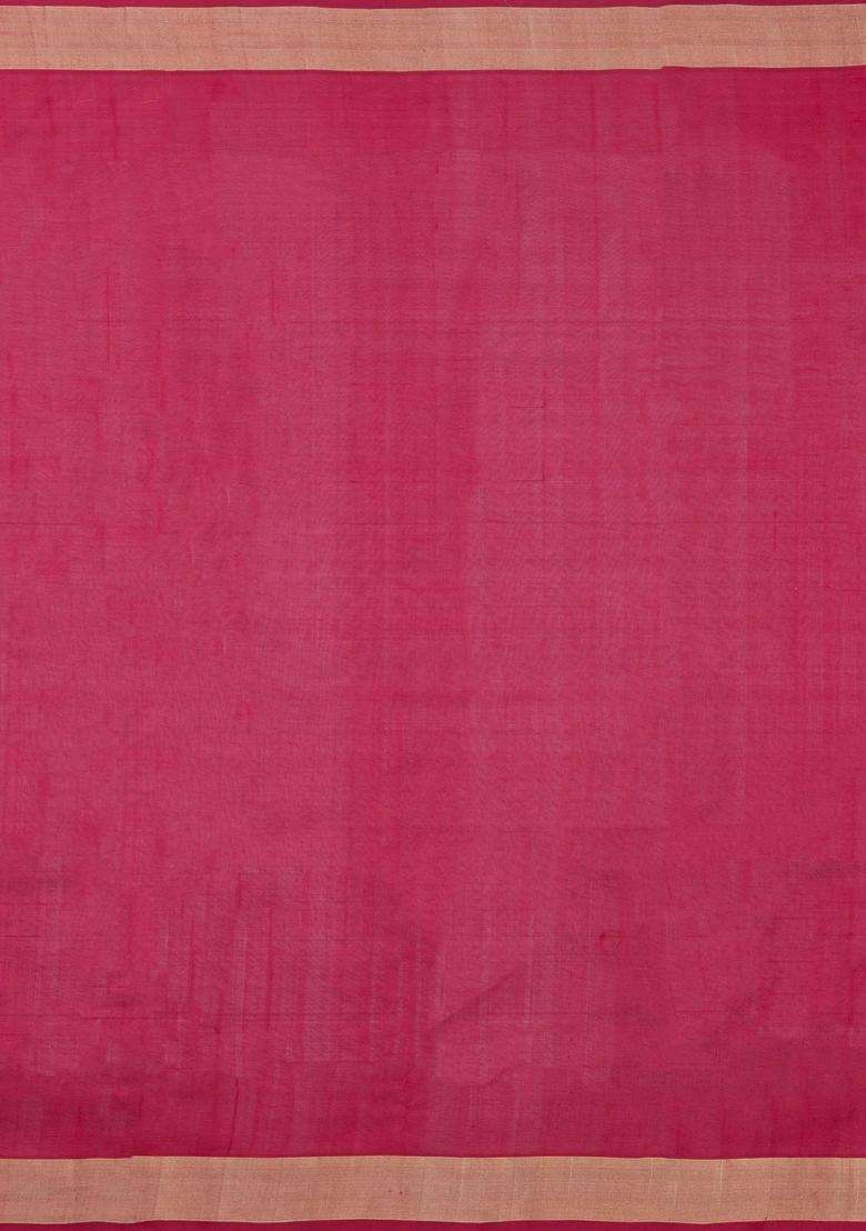 Crimson Handloom Uppada Silk Saree With Meena Floral Zari Motifs With Buttas And Brocade Design For Women - Indya