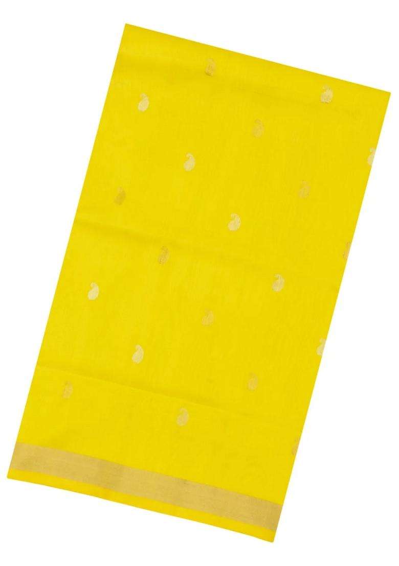 Lime Yellow Lemon Yellow Handloom Uppada Silk Saree With Meena Buttas With Buttas And Brocade Design For Women - Indya