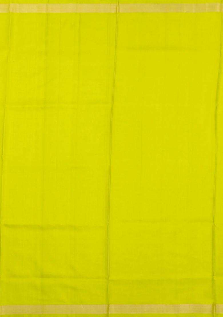 Lime Yellow Lemon Yellow Handloom Uppada Silk Saree With Meena Buttas With Buttas And Brocade Design For Women - Indya