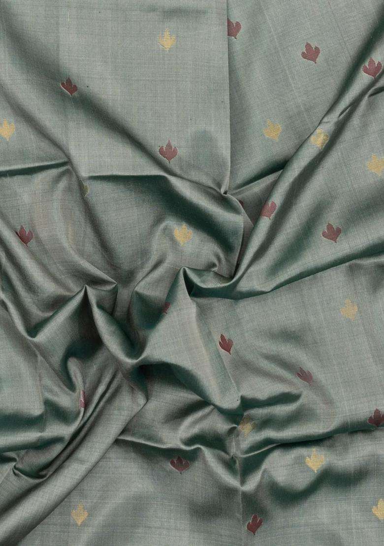 Grey Handloom Uppada Silk Saree With Meena Buttas With Buttas And Brocade Design For Women - Indya