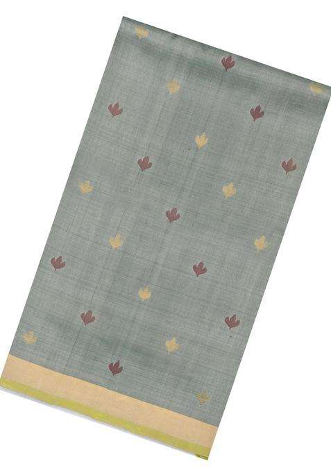 Grey Handloom Uppada Silk Saree With Meena Buttas With Buttas And Brocade Design For Women