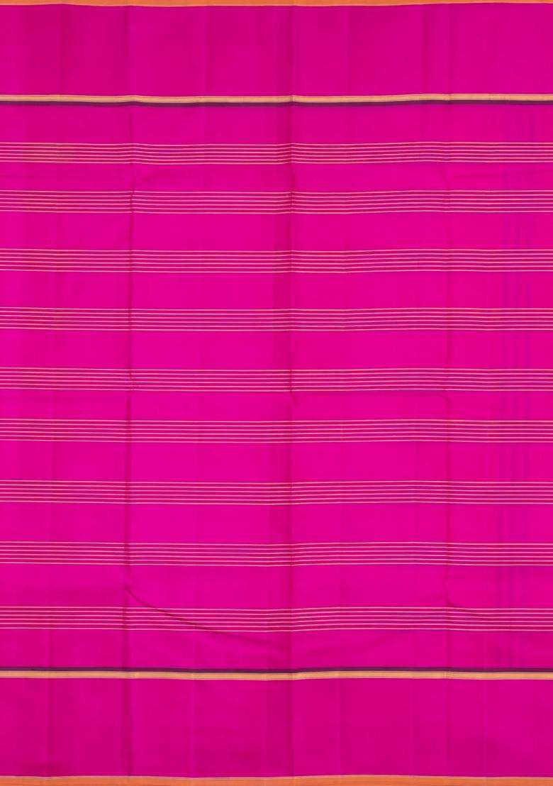 Yellow Handloom Korvai Kanchipuram Silk Saree With Meena Checks With Korvai And Temple Border Design For Women - Indya