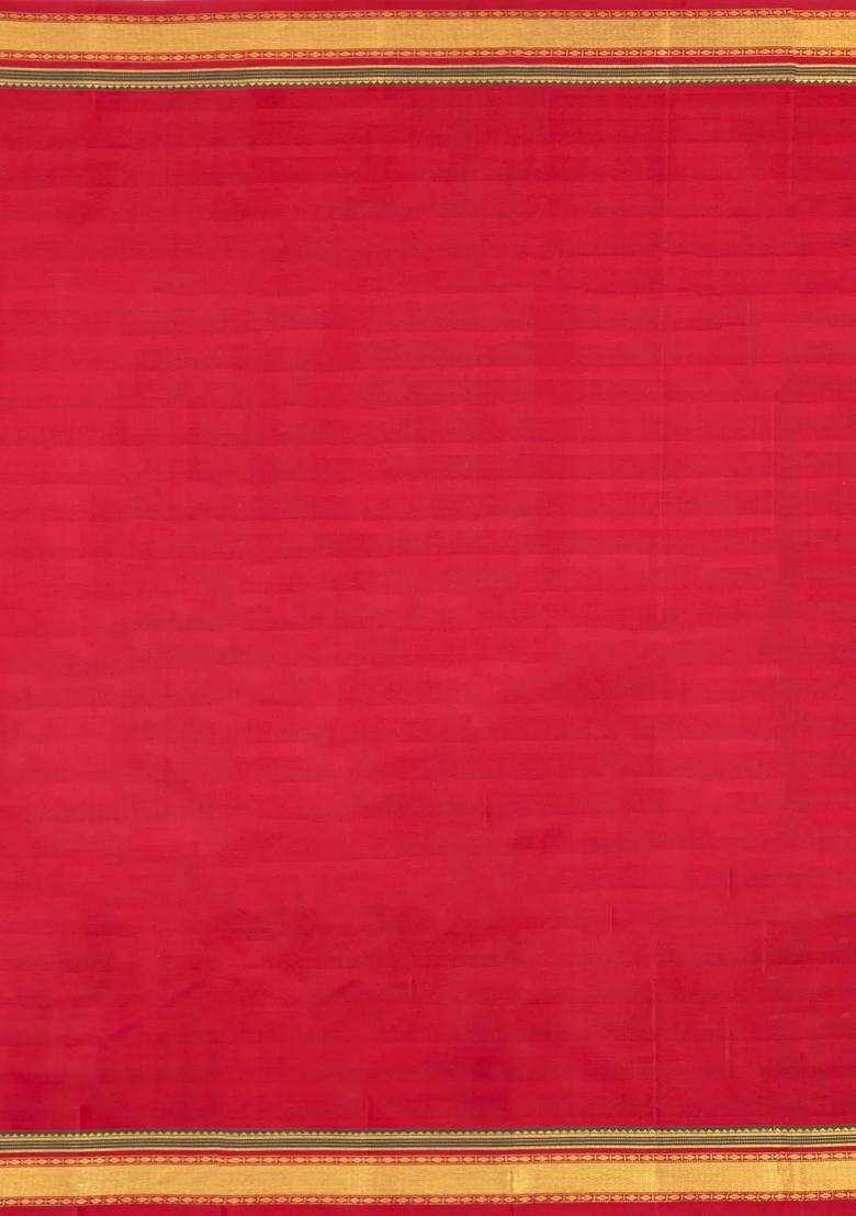 Multi Colour Handloom Korvai Kanchipuram Silk Saree With Paalum Pazham Checks With Korvai And Temple Border Design For Women - Indya