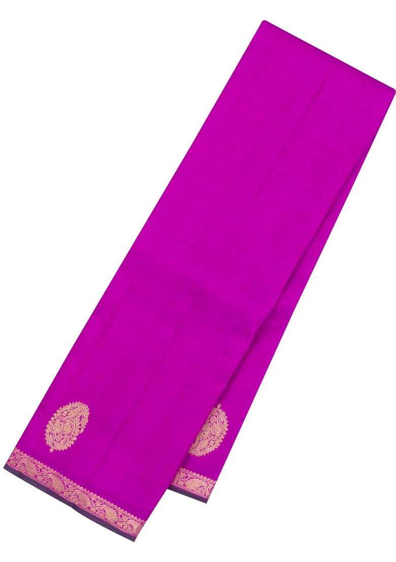 Magenta Handloom Kanchipuram Silk Saree With Zari Buttas With Buttas And Brocade Design For Women - Indya