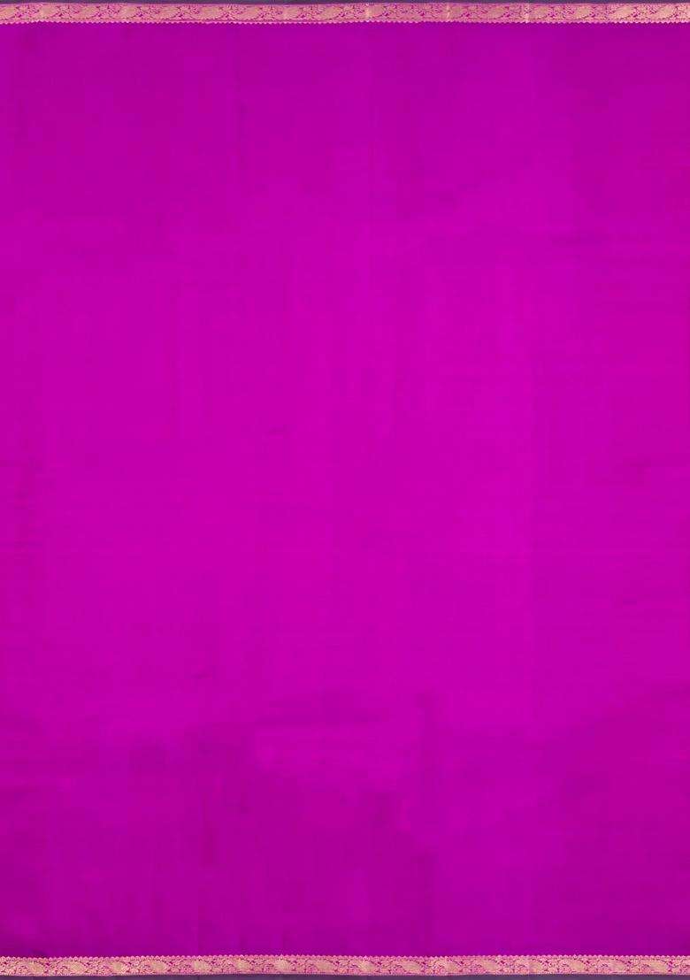 Magenta Handloom Kanchipuram Silk Saree With Zari Buttas With Buttas And Brocade Design For Women - Indya