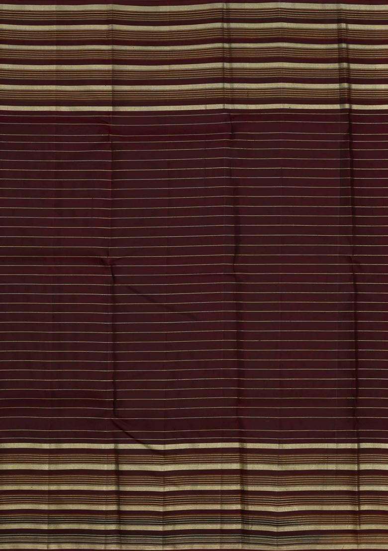 Navy Blue Handloom Korvai Kanchipuram Silk Saree With Temple Border With Korvai And Temple Border Design For Women - Indya