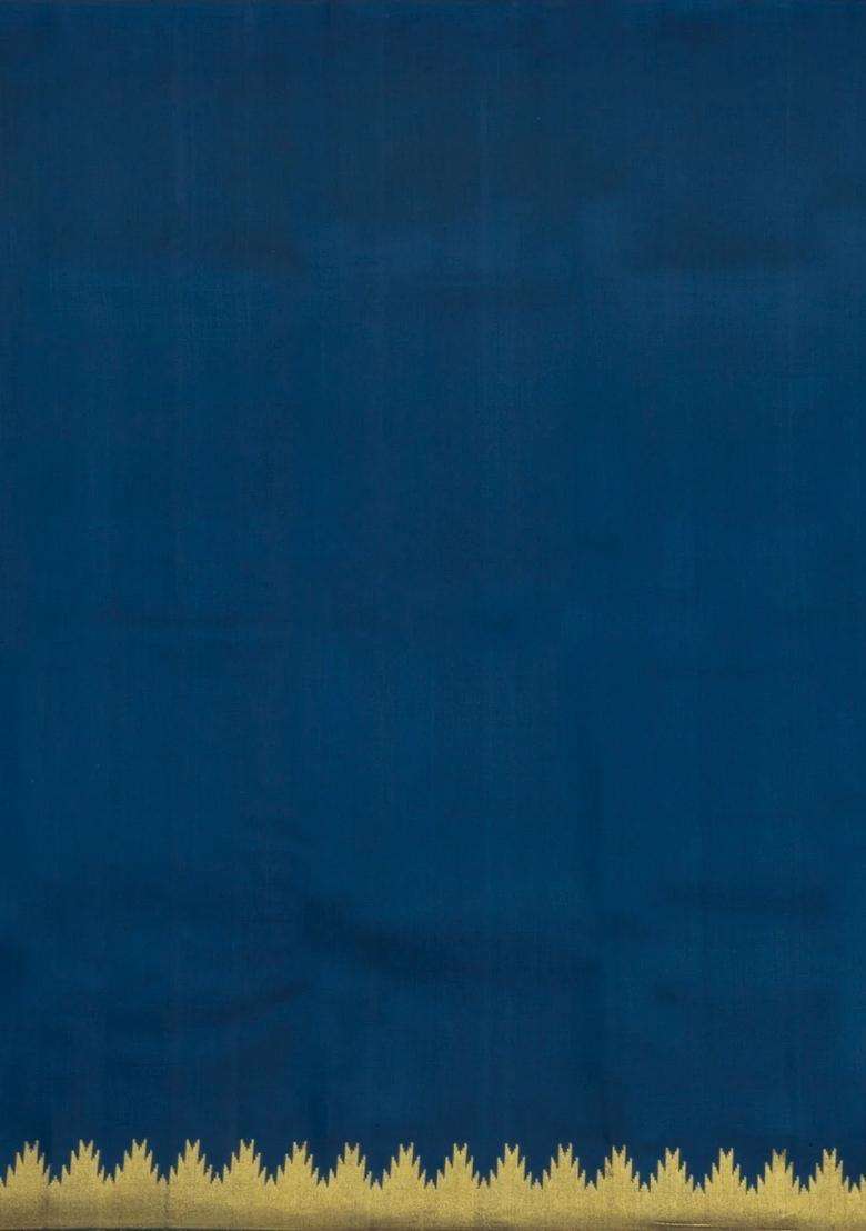 Dark Brown Handloom Korvai Kanchipuram Silk Saree With Zari Checks With Korvai And Temple Border Design For Women - Indya