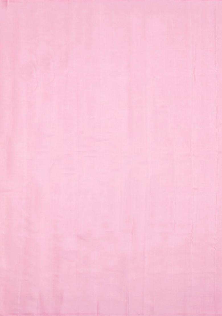 Dusty Pink Handloom Kanchipuram Silk Saree With Palace Border With Traditional Woven Design For Women - Indya