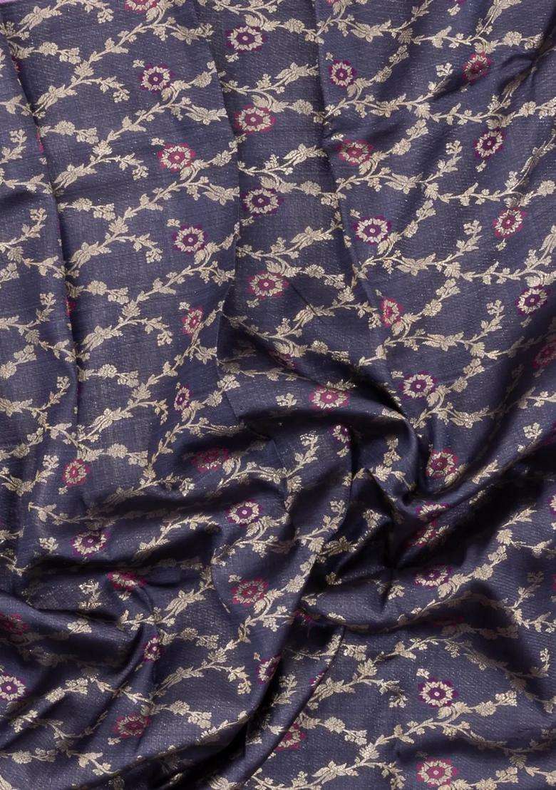Black Handloom Korvai Kanchipuram Silk Saree With Floral Zari Motifs With Korvai And Temple Border Design For Women - Indya