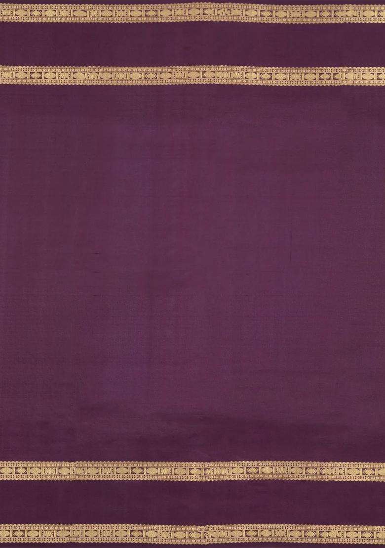 Dark Burgundy Handloom Kanchipuram Silk Saree With Zari Checks Buttas With Buttas And Brocade Design For Women - Indya