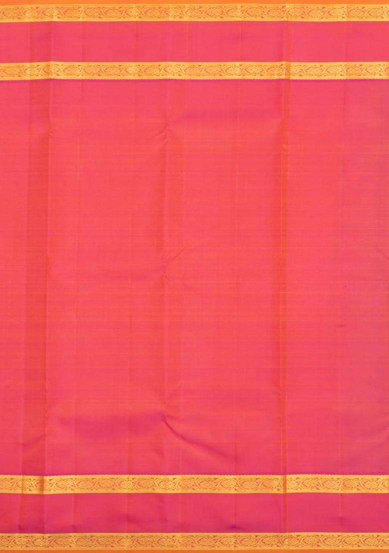 Sky Blue Handloom Korvai Kanchipuram Silk Saree With Zari Buttas With Korvai And Temple Border Design For Women - Indya