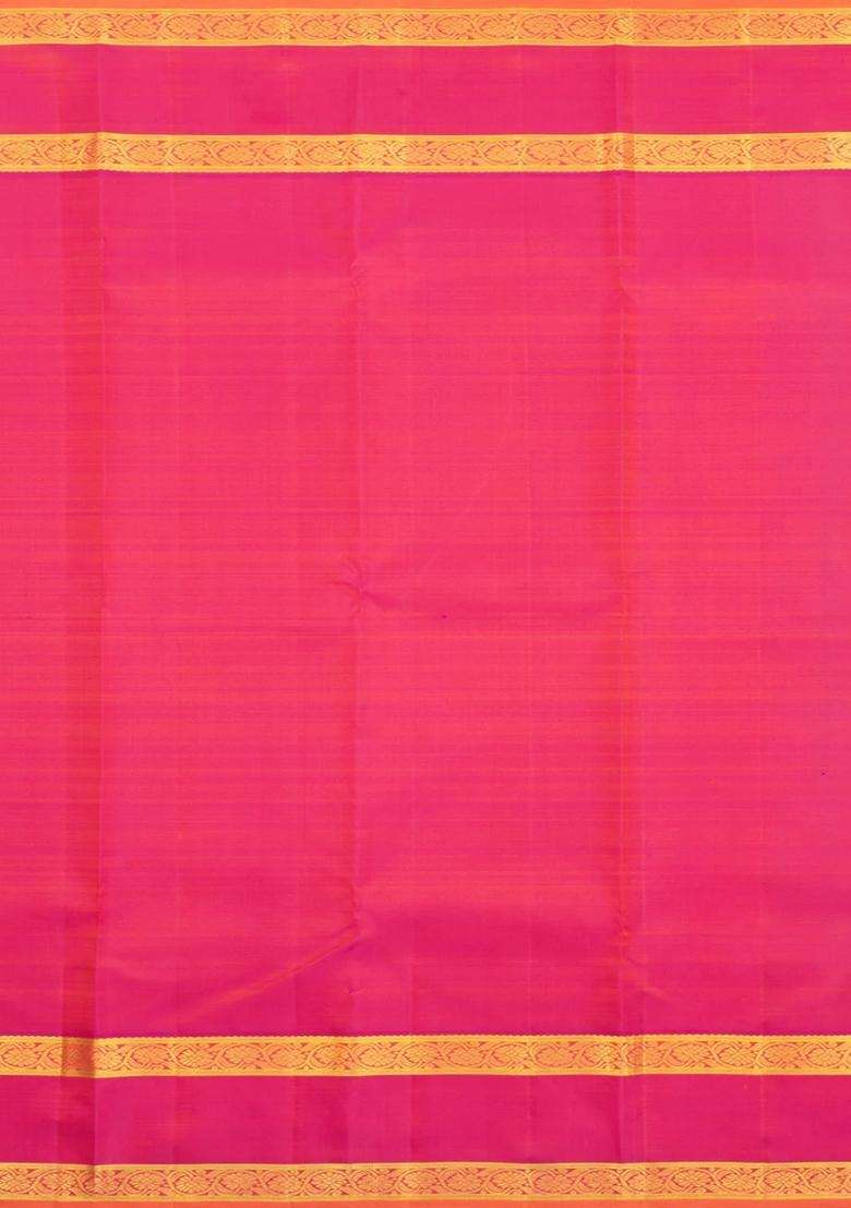 Dark Brown Handloom Korvai Kanchipuram Silk Saree With Zari Buttas With Korvai And Temple Border Design For Women - Indya