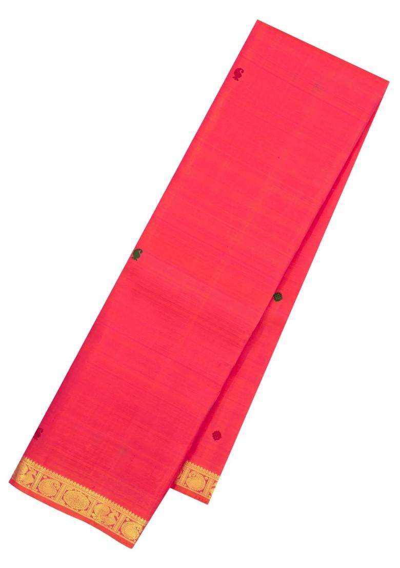 Pink Handloom Kanchipuram Silk Saree With Zari Buttas Border With Buttas And Brocade Design For Women - Indya