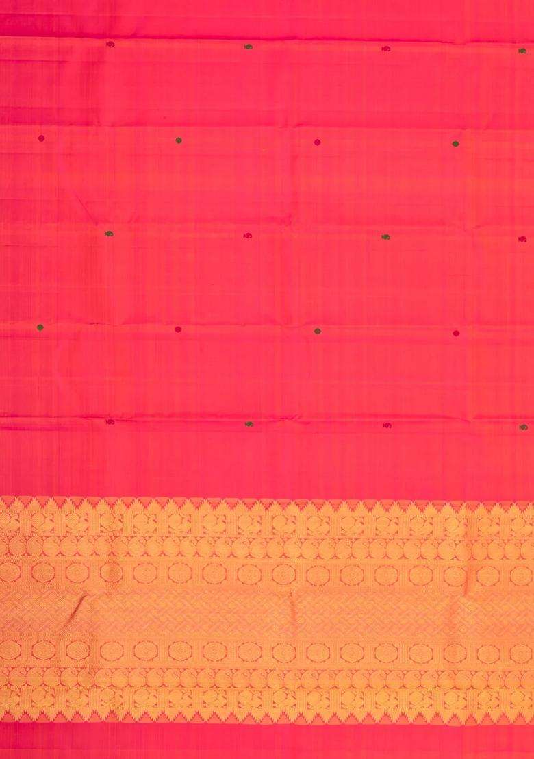 Pink Handloom Kanchipuram Silk Saree With Zari Buttas Border With Buttas And Brocade Design For Women - Indya