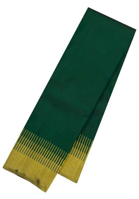 Dark Green Handloom Kanchipuram Silk Saree With Combtooth Border With Traditional Woven Design For Women