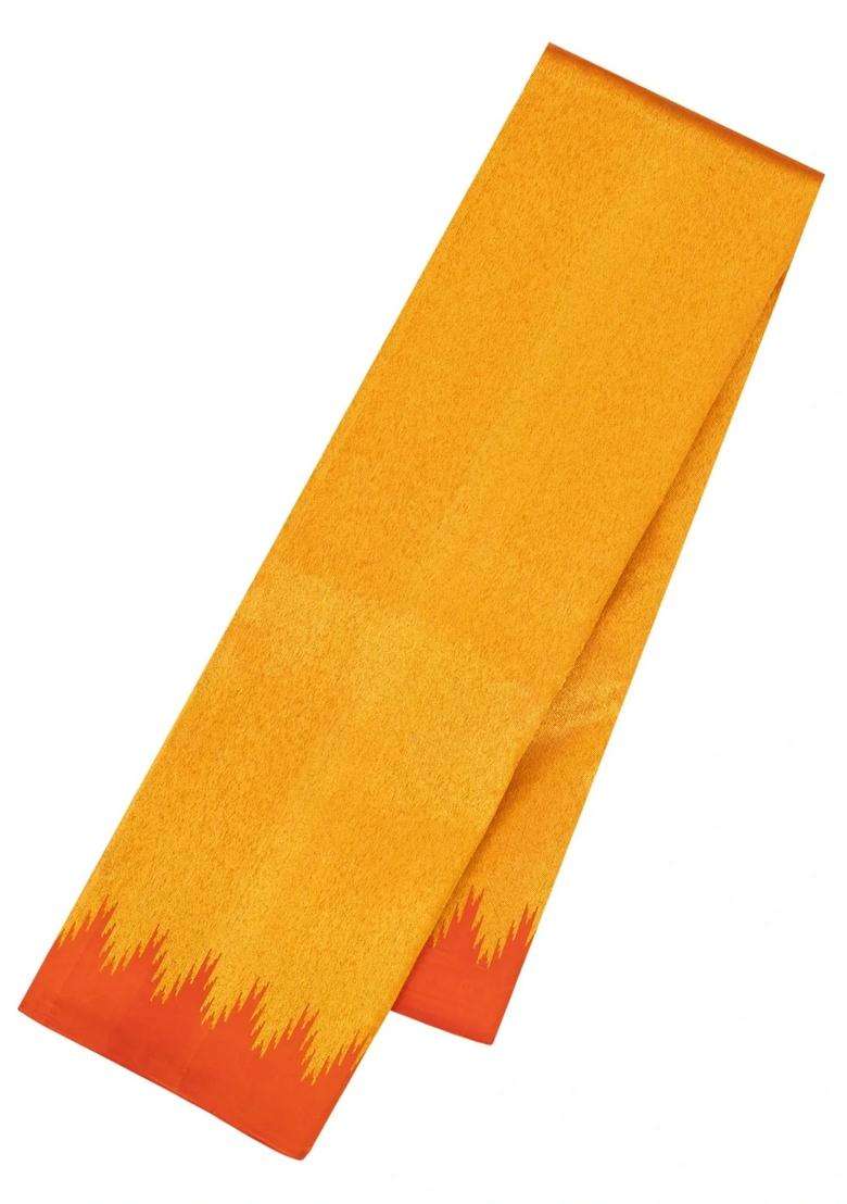 Gold Handloom Kanchipuram Silk Saree With Temple Border With Korvai And Temple Border Design For Women - Indya