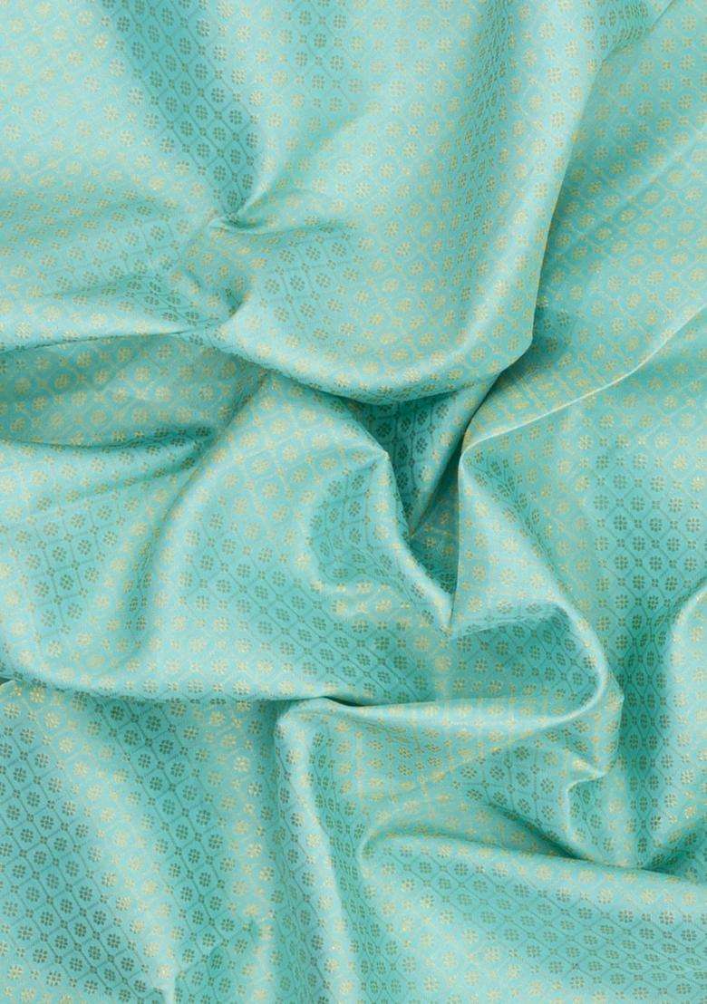 Turquoise Handloom Kanchipuram Silk Saree With Kamalam Motifs With Buttas And Brocade Design For Women - Indya