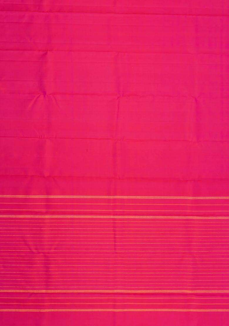 Pink Handloom Kanchipuram Silk Saree With Zari Border With Traditional Woven Design For Women - Indya