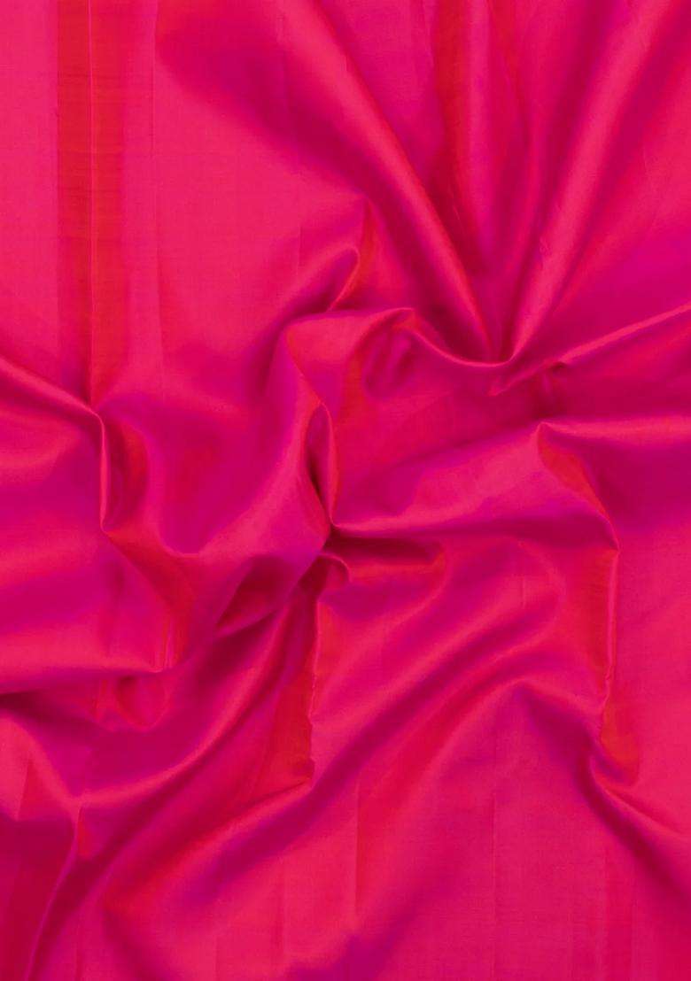 Pink Handloom Kanchipuram Silk Saree With Zari Border With Traditional Woven Design For Women - Indya