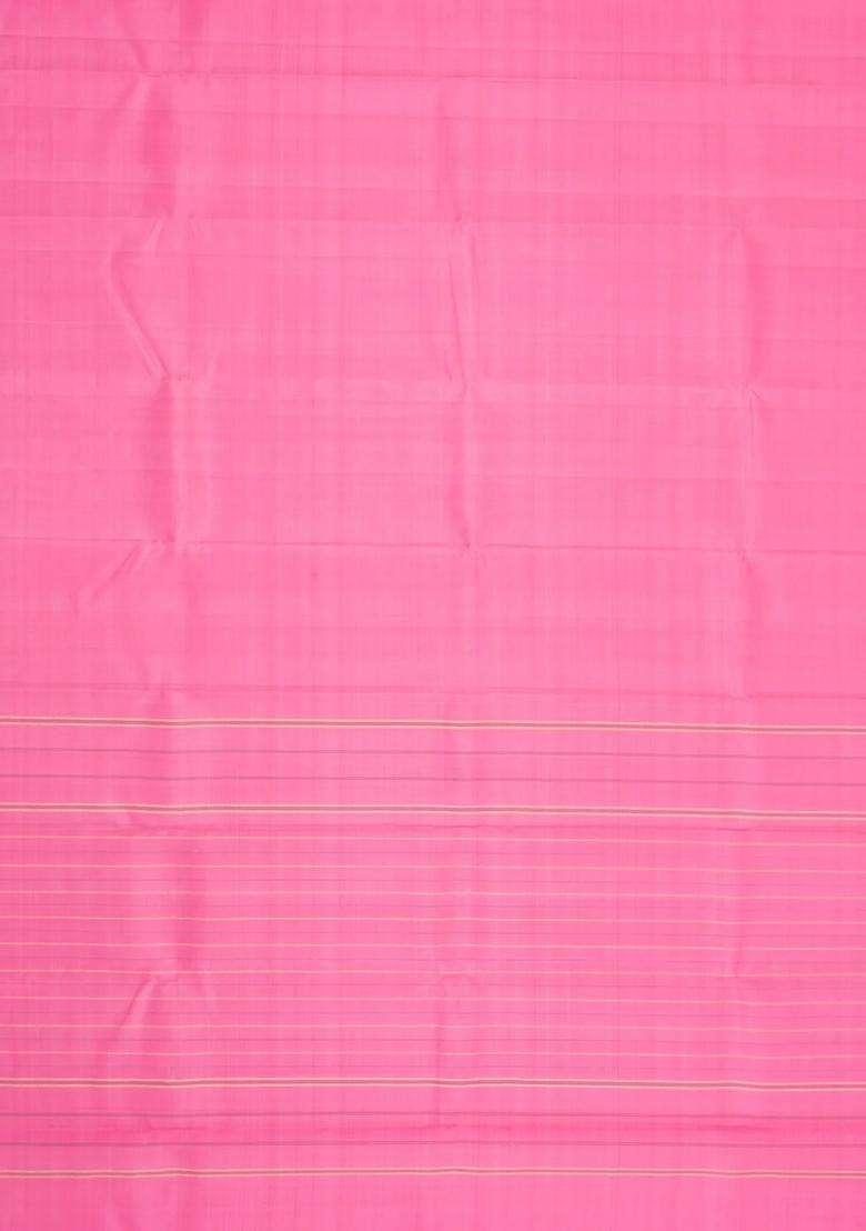 Bubblegum Pink Handloom Kanchipuram Silk Saree With Zari Border With Traditional Woven Design For Women - Indya