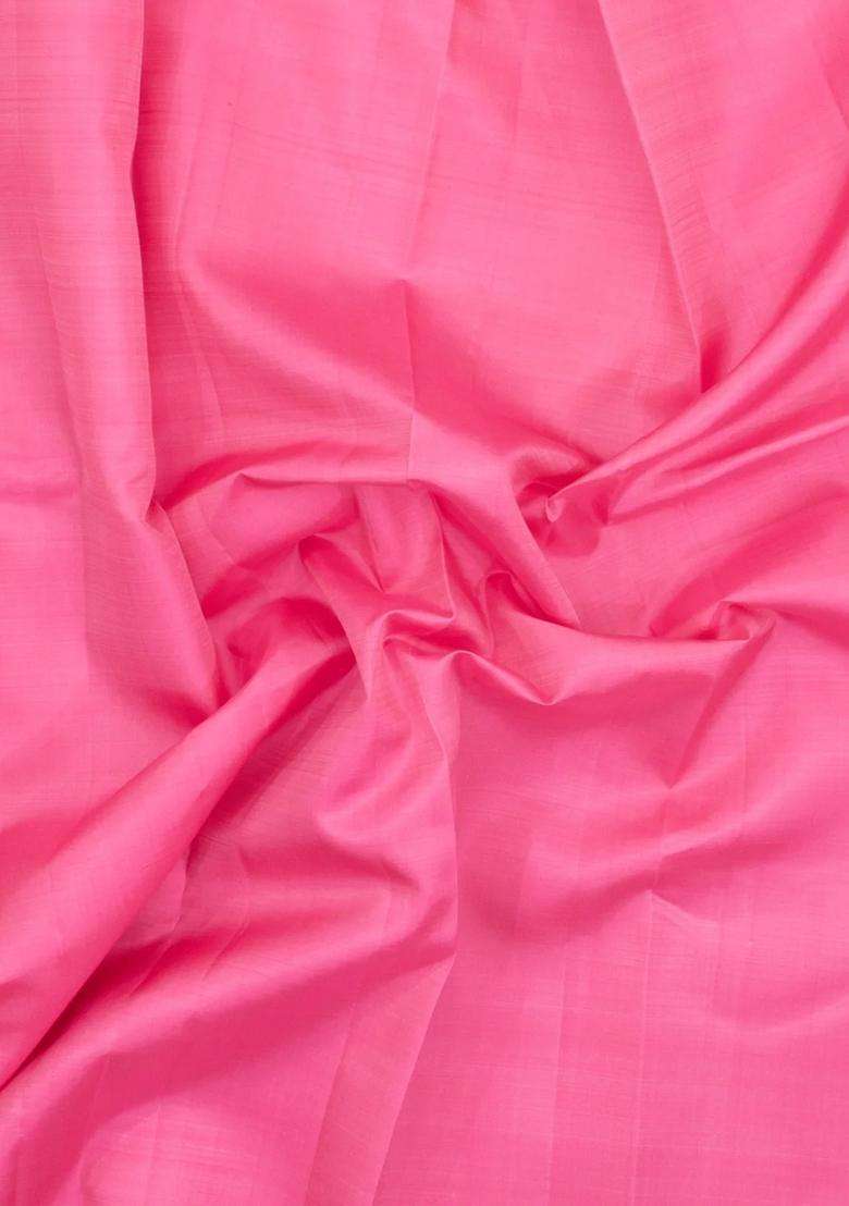 Bubblegum Pink Handloom Kanchipuram Silk Saree With Zari Border With Traditional Woven Design For Women - Indya