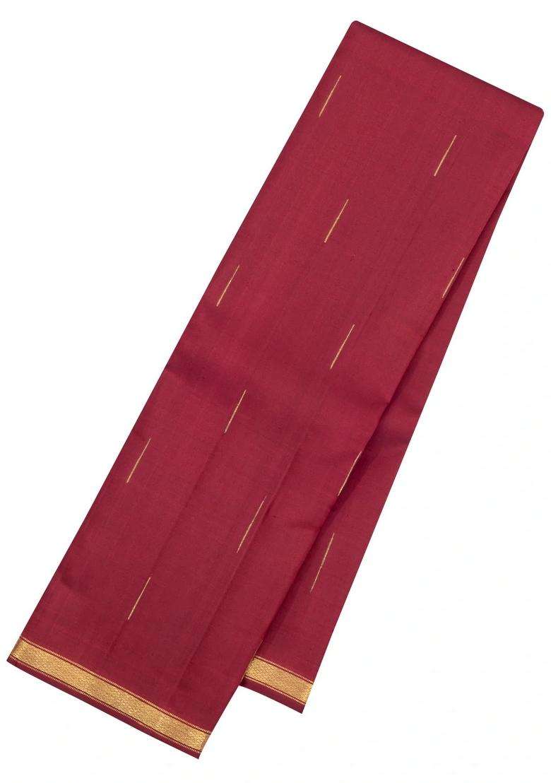 Maroon Handloom Kanchipuram Silk Saree With Raindrop Buttas With Buttas And Brocade Design For Women - Indya