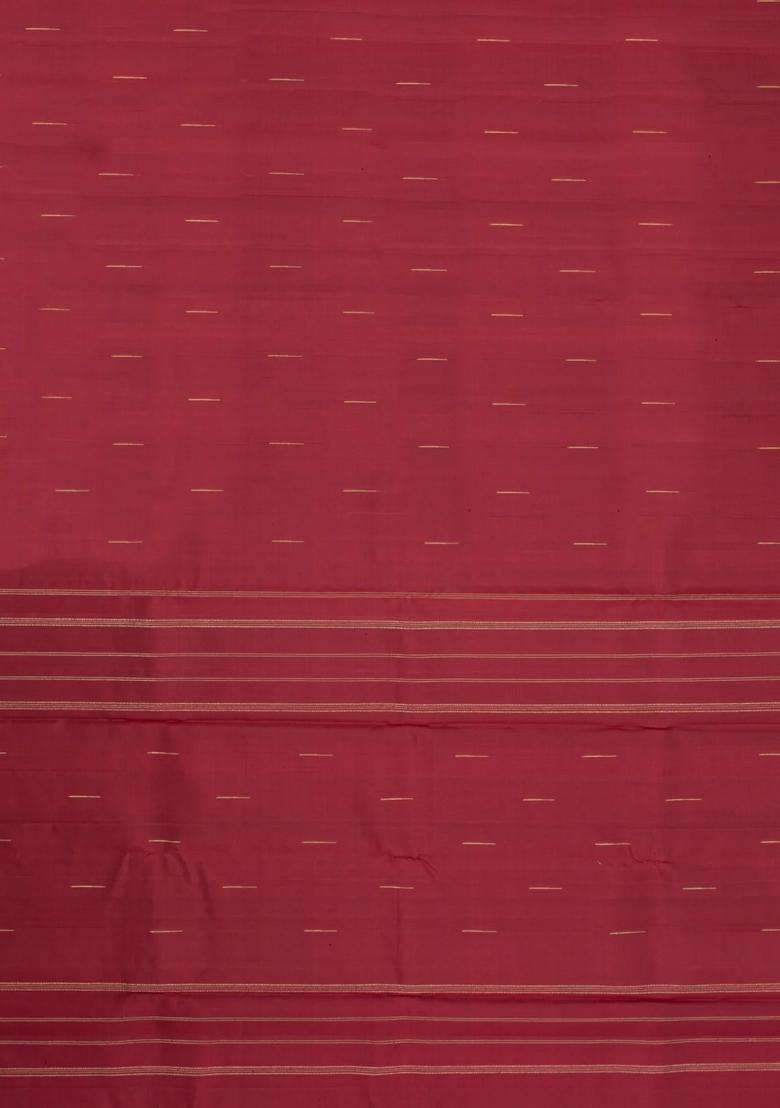 Maroon Handloom Kanchipuram Silk Saree With Raindrop Buttas With Buttas And Brocade Design For Women - Indya