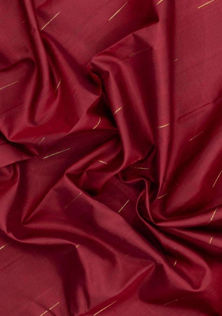 Maroon Handloom Kanchipuram Silk Saree With Raindrop Buttas With Buttas And Brocade Design For Women - Indya