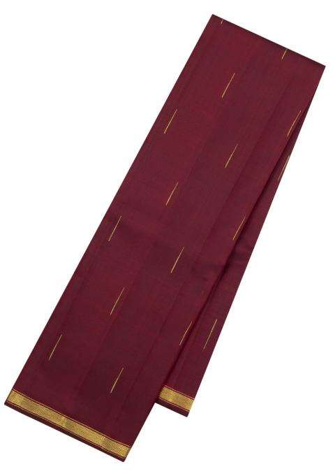 Dark Maroon Handloom Kanchipuram Silk Saree With Raindrop Buttas With Buttas And Brocade Design For Women