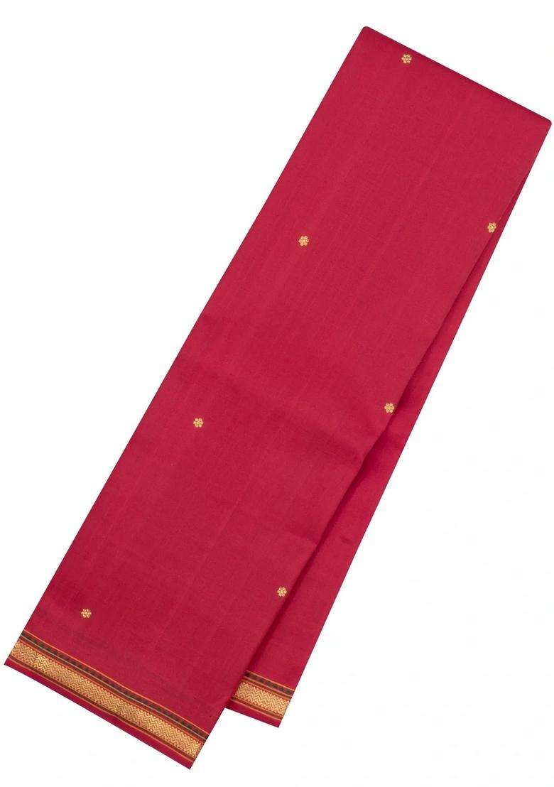 Crimson Handloom Kanchipuram Silk Saree With Raindrop Buttas With Buttas And Brocade Design For Women - Indya