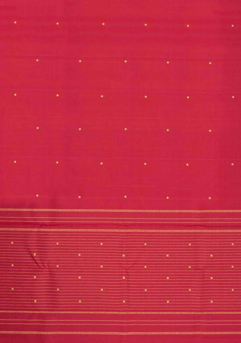Crimson Handloom Kanchipuram Silk Saree With Raindrop Buttas With Buttas And Brocade Design For Women - Indya