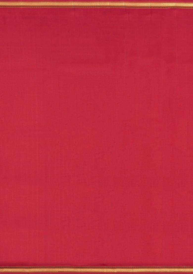 Crimson Handloom Kanchipuram Silk Saree With Raindrop Buttas With Buttas And Brocade Design For Women - Indya