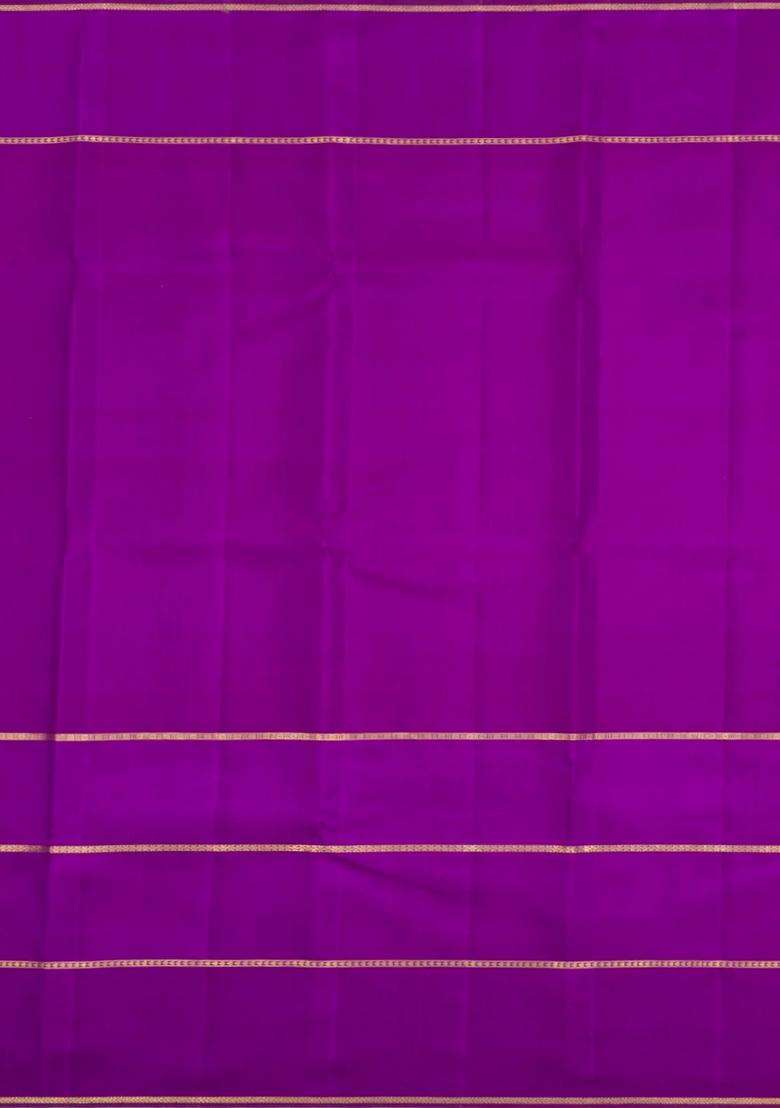 Dusty Peach Handloom Korvai Kanchipuram Silk Saree With Zari Buttas With Korvai And Temple Border Design For Women - Indya