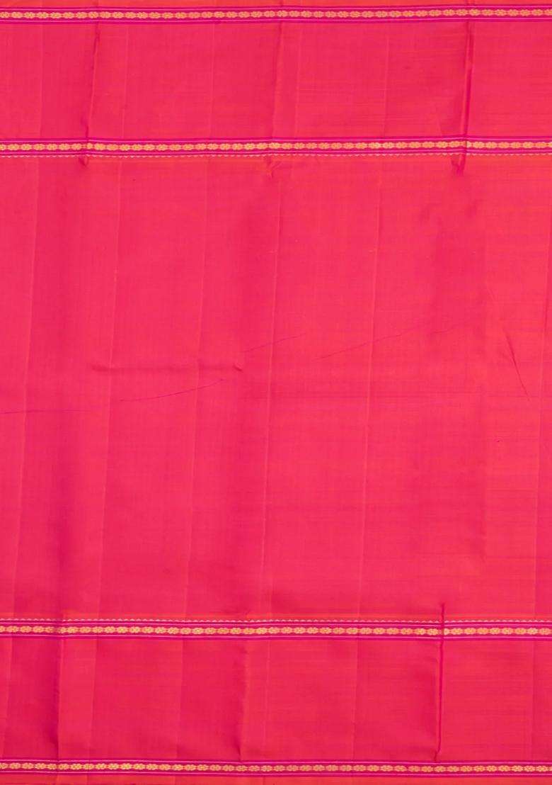 Blue Handloom Korvai Kanchipuram Silk Saree With Contrast Border With Korvai And Temple Border Design For Women - Indya