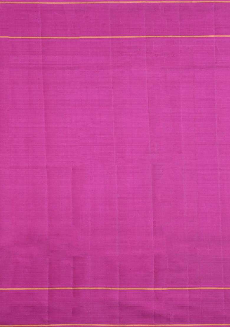 Grey Handloom Korvai Kanchipuram Silk Saree With Stripes With Korvai And Temple Border Design For Women - Indya