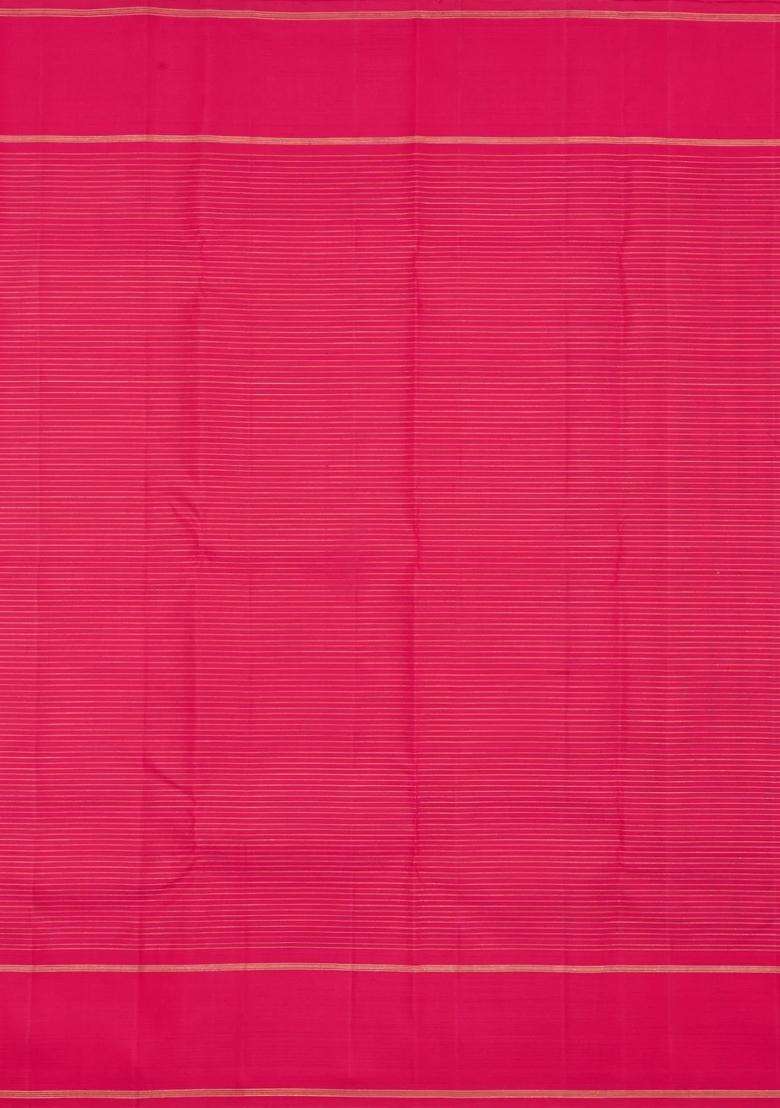 Multi Colour Handloom Korvai Kanchipuram Silk Saree With Checks With Korvai And Temple Border Design For Women - Indya