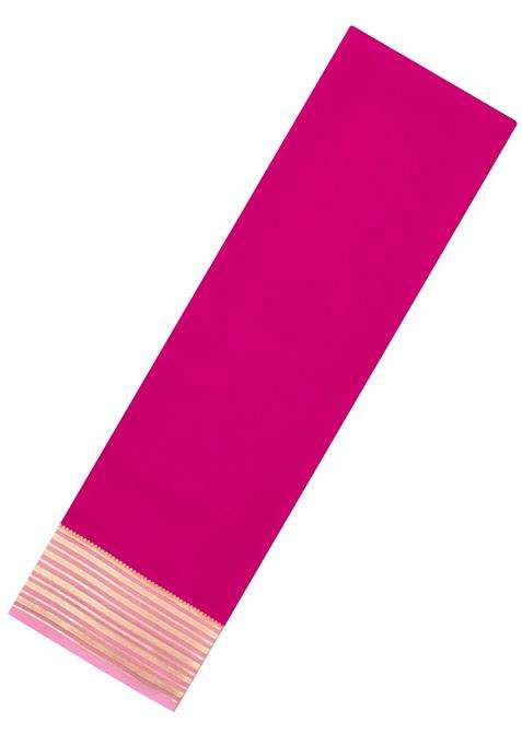 Pink Woven Mysore Silk Crepe Saree With Contrast Border With Traditional Woven Design For Women