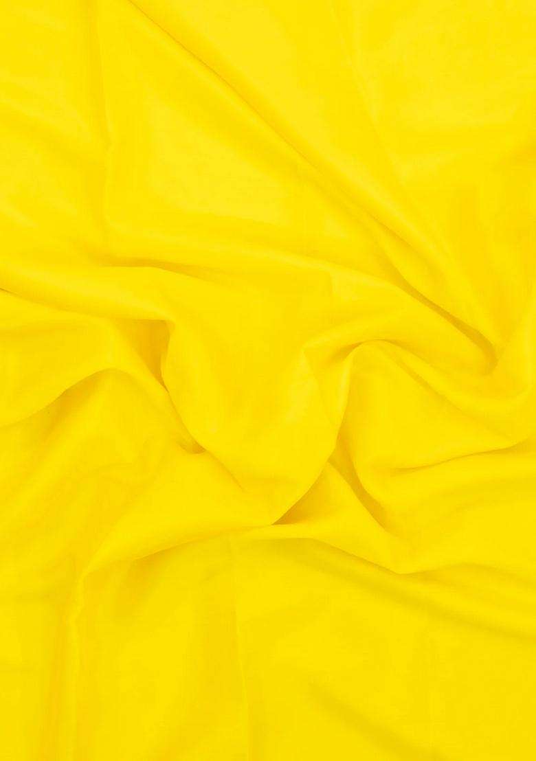 Lime Yellow Lemon Yellow Woven Mysore Silk Crepe Saree With Contrast Border With Traditional Woven Design For Women - Indya