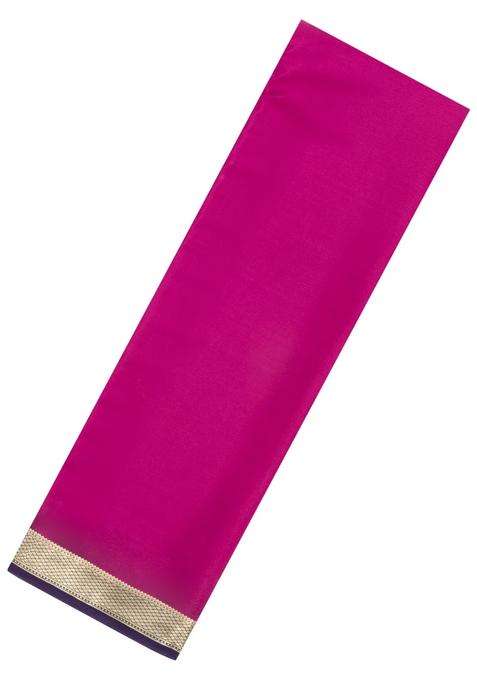 Magenta Woven Mysore Silk Crepe Saree With Contrast Border With Traditional Woven Design For Women