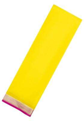 Lime Yellow Lemon Yellow Woven Mysore Silk Crepe Saree With Contrast Border With Traditional Woven Design For Women