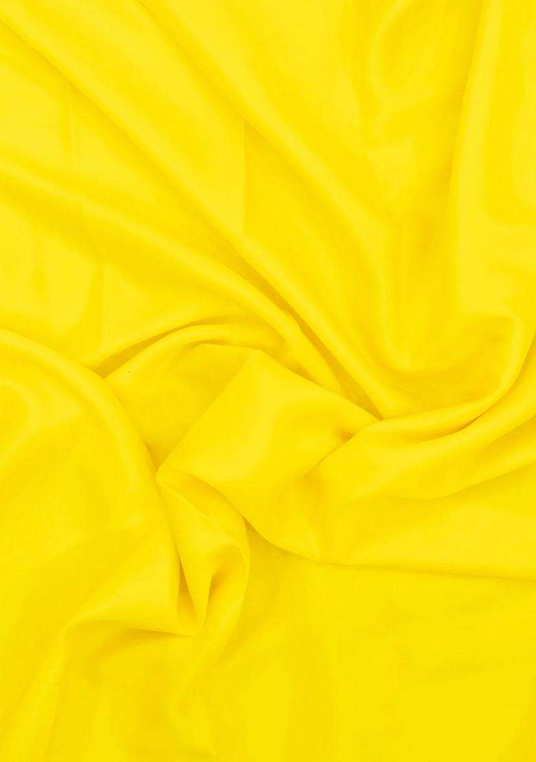 Lime Yellow Lemon Yellow Woven Mysore Silk Crepe Saree With Contrast Border With Traditional Woven Design For Women - Indya