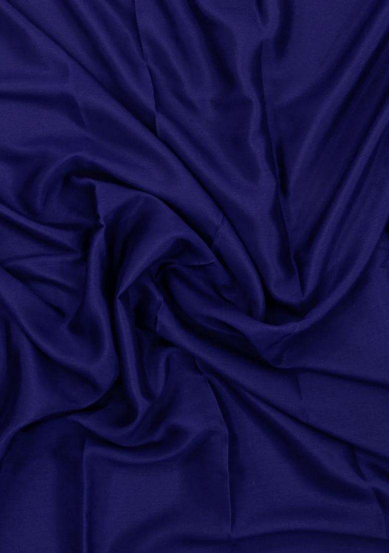 Navy Blue Woven Mysore Silk Crepe Saree With Contrast Border With Traditional Woven Design For Women - Indya