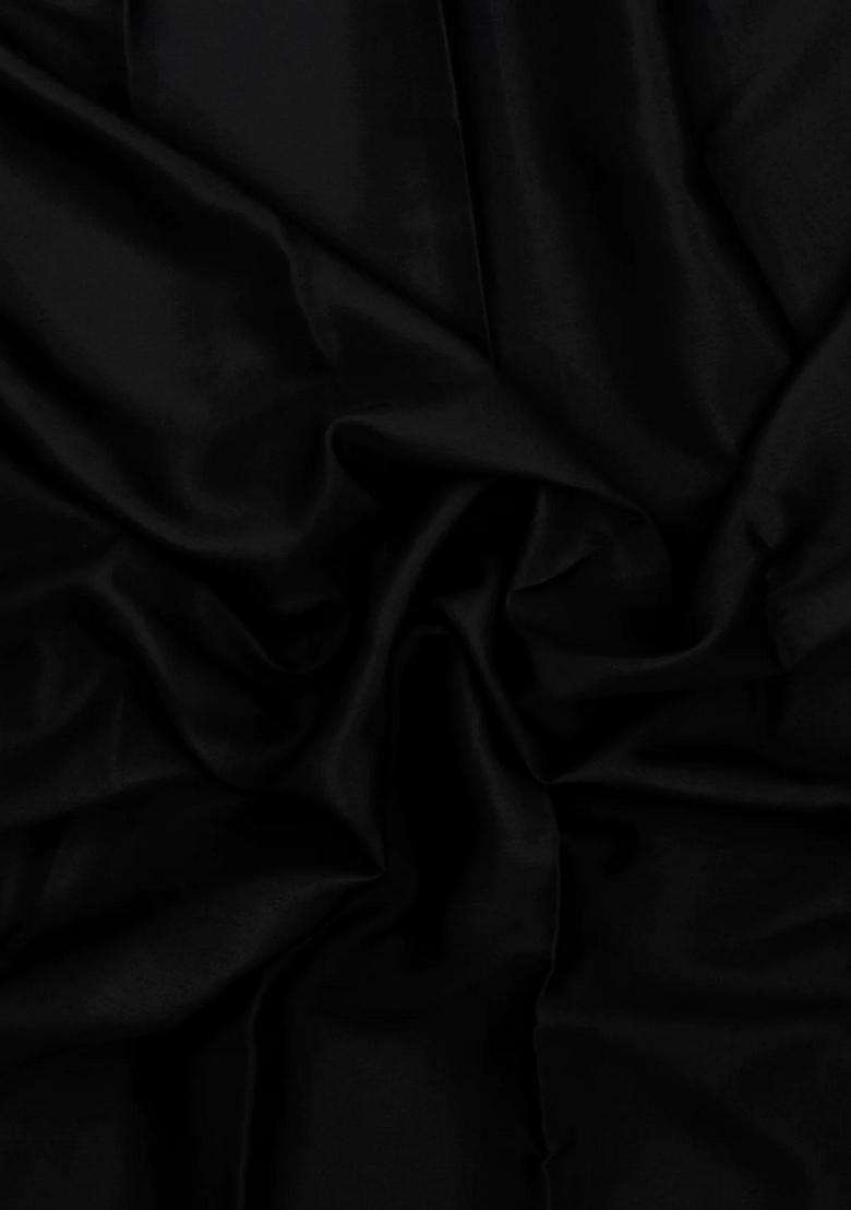 Black Woven Mysore Silk Crepe Saree With Contrast Border With Traditional Woven Design For Women - Indya